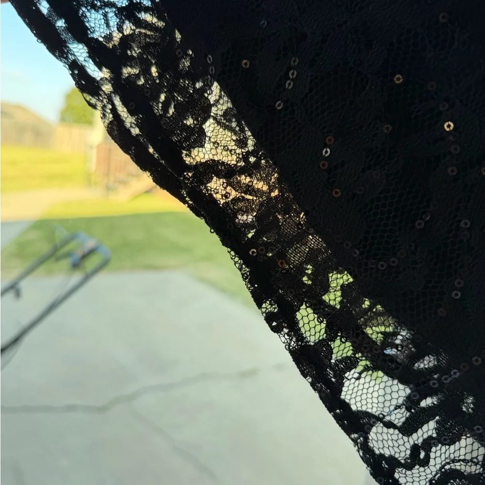 The Children's Place Girls Black Lace Sequin‎ Party Dress Size 14 Flower Detail